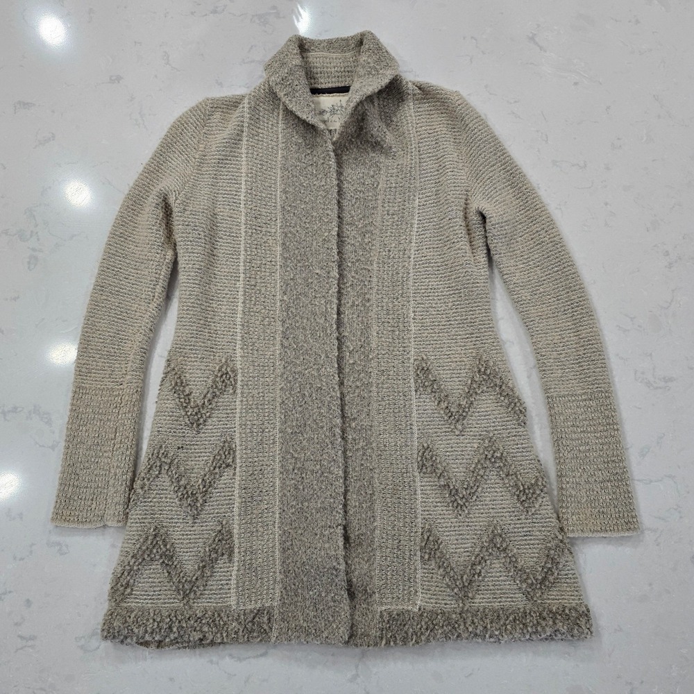 Angel of the North Anthropologie Wool Blend Open Front Cardigan Sweater Beige XS